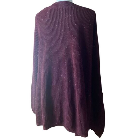 Glitzy Girls Womens Burgundy Ribbed V Neck Long Sleeve Pullover Sweater Size 2X - Picture 4 of 6